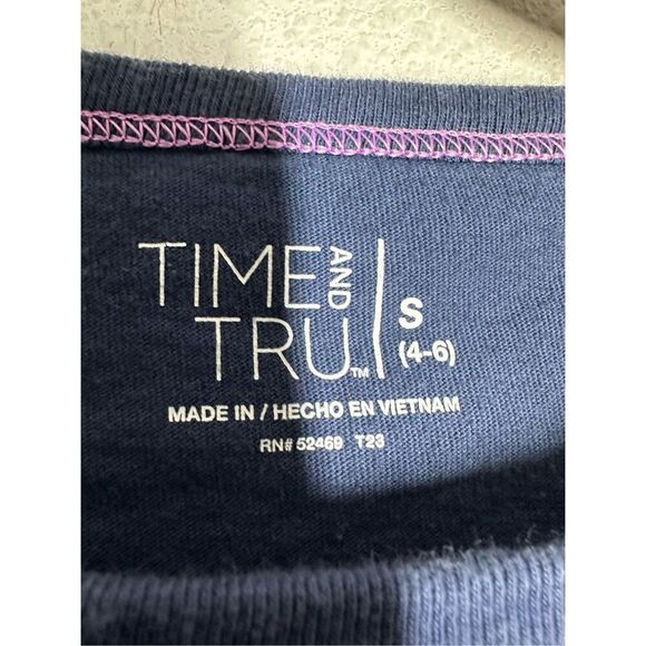 Time and Tru Women's Oversized Tie Dye T-Shirt Long Sleeves Blue Purple Size S - Picture 3 of 9